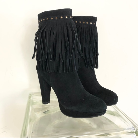 Via Spiga Shoes - Via Spiga Black Suede Fringed Boho booties 8.5